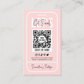 ソーシャルメディアQRコードフェミニンピンクモダンビジネス 名刺 (正面)
