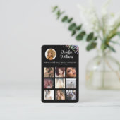 ソーシャルメディアQRコードフォトグリッターブラックモダン 名刺 (スタンド正面)