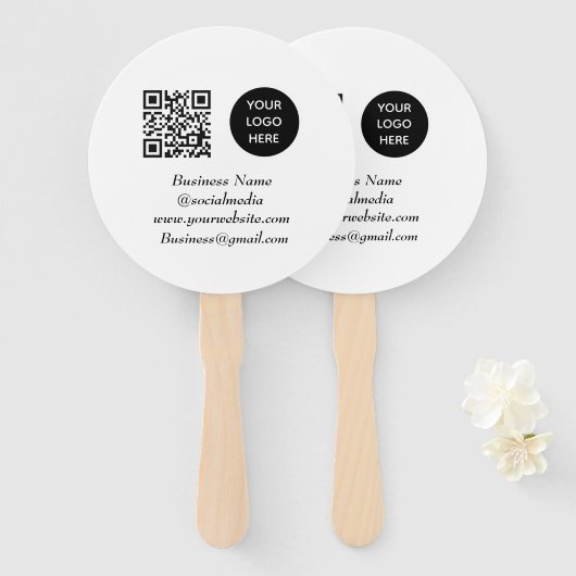 ソーシャルメディアQRコードブラックビジネスモダンロゴ ハンドファン (正面&裏面)