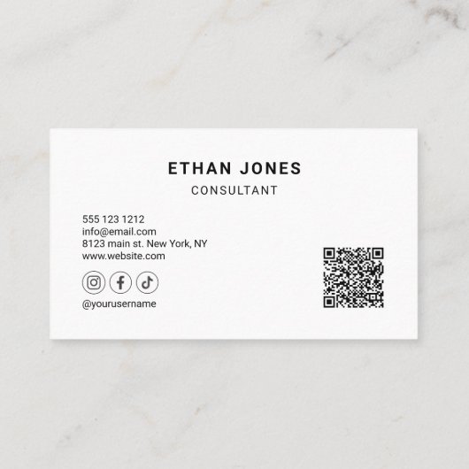 ソーシャルメディアQRコードプロフェッショナルホワイト 名刺 (裏面)