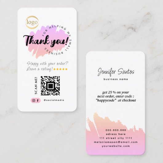 ソーシャルメディアQRコードロゴありがとうごクリエイティブ 名刺 (正面/裏面)