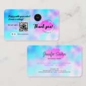 ソーシャルメディアQRコードロゴありがとうブルーモダン 名刺 (正面/裏面)