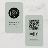 ソーシャルメディアQRコードロゴのミニマリスト 名刺 (正面/裏面)