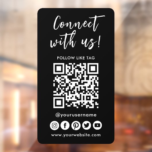 ソーシャルメディアQRコードロゴを使用した接続 ウィンドウサイン (シート2)