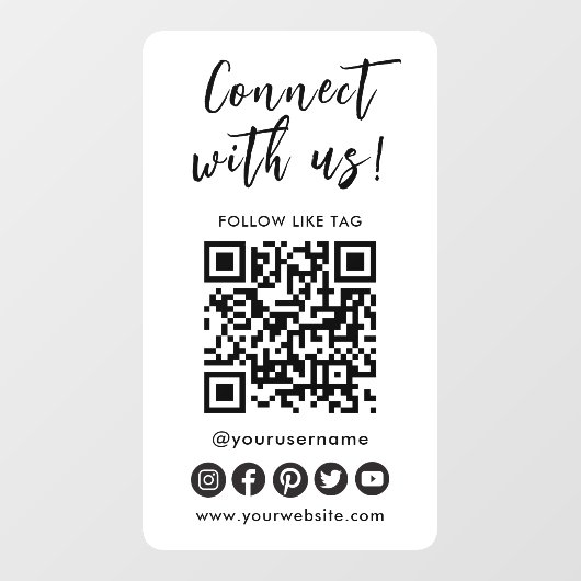 ソーシャルメディアQRコードロゴを使用した接続 ウィンドウサイン (シート)