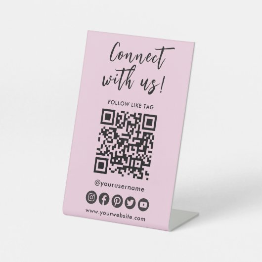 ソーシャルメディアQRコードロゴを使用した接続 台座サイン (正面)