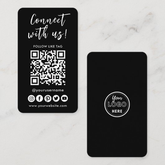 ソーシャルメディアQRコードロゴを使用した接続 名刺 (正面/裏面)