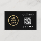 ソーシャルメディアQRコードロゴを黒に追加 名刺 (正面)