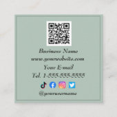 ソーシャルメディアQRコードロゴインフルエンサーセージグリーン スクエア名刺 (正面)