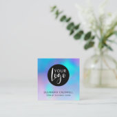 ソーシャルメディアQRコードロゴオパール虹色 スクエア名刺 (スタンド正面)