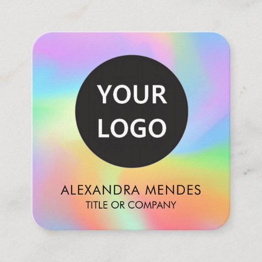 ソーシャルメディアQRコードロゴレインボーホログラム スクエア名刺 (正面)
