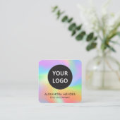 ソーシャルメディアQRコードロゴレインボーホログラム スクエア名刺 (スタンド正面)