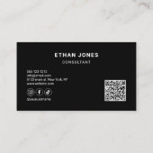 ソーシャルメディアQRコードロゴ洗練されたブラック 名刺 (裏面)