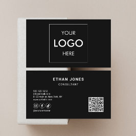 ソーシャルメディアQRコードロゴ洗練されたブラック 名刺