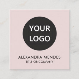 ソーシャルメディアQRコードロゴ赤面ピンクビジネスカード スクエア名刺
