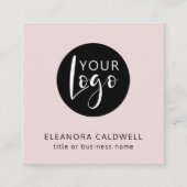 ソーシャルメディアQRコードロゴ赤面ピンク スクエア名刺 (正面)