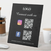 ソーシャルメディアQrコードロゴFacebook Instagram Black 台座サイン (インサイチュ)