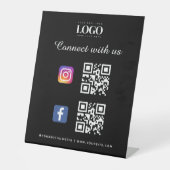 ソーシャルメディアQrコードロゴFacebook Instagram Black 台座サイン (正面)