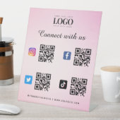 ソーシャルメディアQrコードロゴTwitter Facebookピンク 台座サイン (インサイチュ)