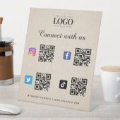 ソーシャルメディアQrコードロゴTwitter Facebook Beige 台座サイン (インサイチュ)