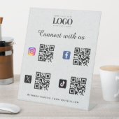 ソーシャルメディアQRコードロゴTwitterFacebookグレー 台座サイン (インサイチュ)