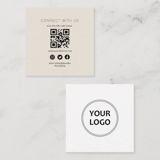 ソーシャルメディアQRコード名刺 スクエア名刺 (正面/裏面)