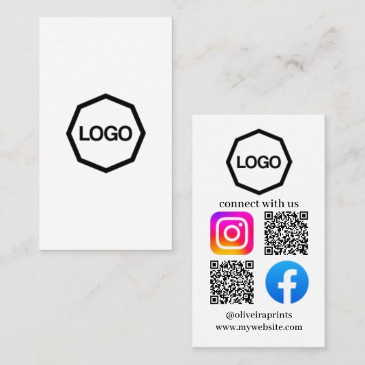 ソーシャルメディアQRコード名刺 名刺 (正面/裏面)