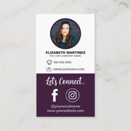 ソーシャルメディアQRコード従業員の写真と会社のロゴ 名刺 (正面)