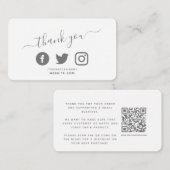 ソーシャルメディアQRコード感謝してい白割引 エンクロージャーカード (正面/裏面)