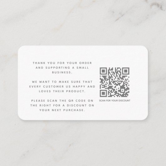 ソーシャルメディアQRコード感謝してい白割引 エンクロージャーカード (裏面)