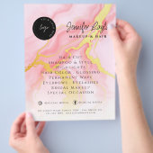 ソーシャルメディアQRコード水彩ピンク金ゴールド瑪瑙 チラシ (手)