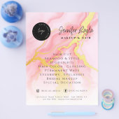 ソーシャルメディアQRコード水彩ピンク金ゴールド瑪瑙 チラシ (シングル)