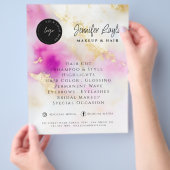 ソーシャルメディアQRコード水彩ピンク金ゴールド エレガント チラシ (手)