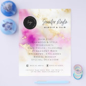 ソーシャルメディアQRコード水彩ピンク金ゴールド エレガント チラシ (シングル)