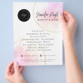 ソーシャルメディアQRコード水彩ピンク金ゴールド モダン チラシ (手)