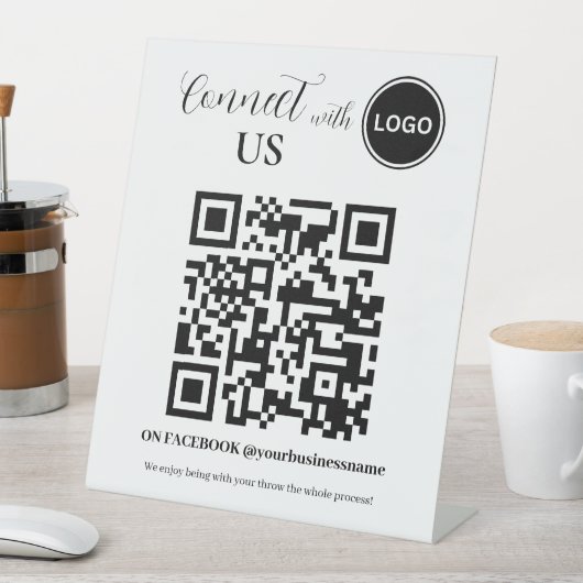 ソーシャルメディアQRコード私たちと接続 台座サイン (インサイチュ)