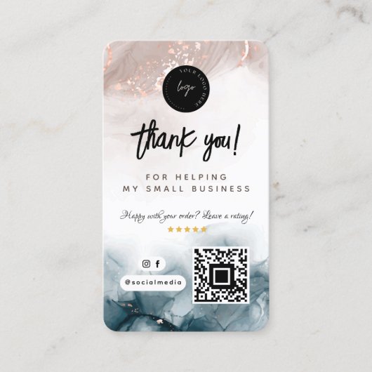 ソーシャルメディアQRコード&ロゴありがとうお水の色 名刺 (正面)