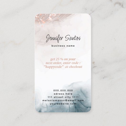 ソーシャルメディアQRコード&ロゴありがとうお水の色 名刺 (裏面)