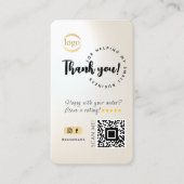 ソーシャルメディアQRコード&ロゴ真珠光沢ありがとう 名刺 (正面)