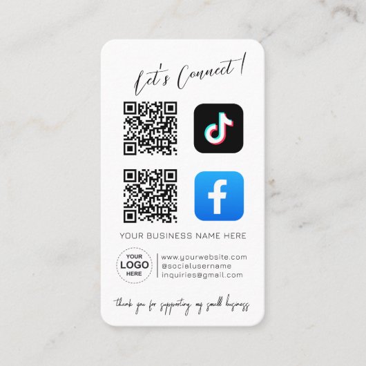 ソーシャルメディアQRコード | Instagram Facebook 名刺 (正面)