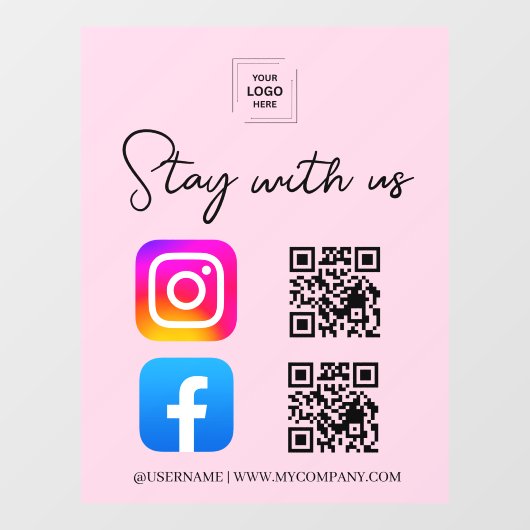 ソーシャルメディアQRコード Instagram Facebook 窓ガラス ウィンドウサイン (シート)