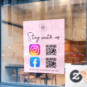 ソーシャルメディアQRコード Instagram Facebook 窓ガラス ウィンドウサイン (カフェ窓)