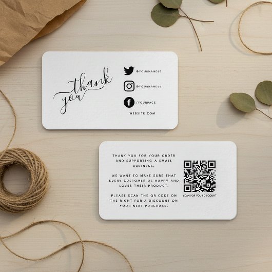 ソーシャルメディアQRコー感謝していドの割引 エンクロージャーカード