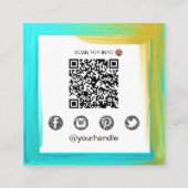 *~*ソーシャルメディアQRロゴのはっきりした色 スクエア名刺 (裏面)