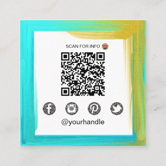 *~*ソーシャルメディアQRロゴのはっきりした色 スクエア名刺 (裏面)