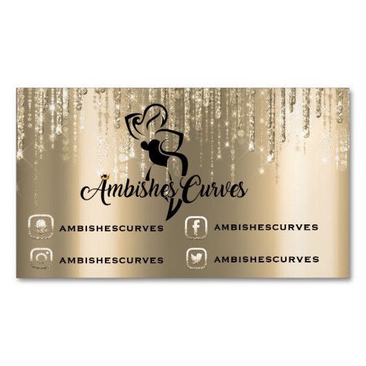 ソーシャルメディアSepia金ゴールドドリップスのロゴメタル マグネット名刺 (正面)