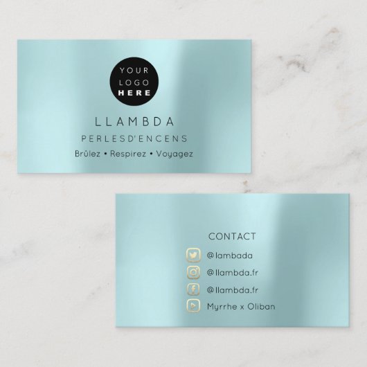 ソーシャルメディアTwitterYouTubeInstagraFaceFBアクア 名刺 (正面/裏面)