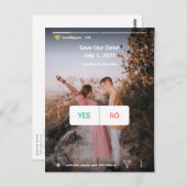 ソーシャルメディアYes/写真おもしろいなし日付の保存招待状 ポストカード (正面/裏面)