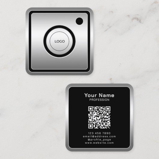 ソーシャルメディインスパイアアフェイクル金属 スクエア名刺 (正面/裏面)
