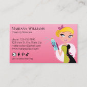 ソーシャルメディエレガントア清掃サービスpink chシック 名刺 (正面)